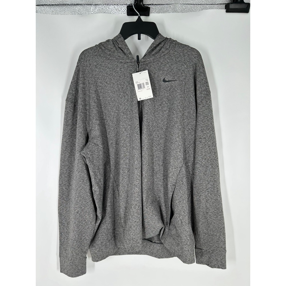 Nike Yoga‎ Dri Fit Hoodie Men's 2XL Gray Standard Fit Hooded Jacket BQ2864-032